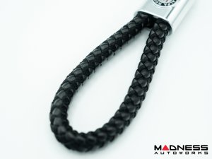 Keychain - Leather - Rope Design w/ Alfa Romeo Crest 